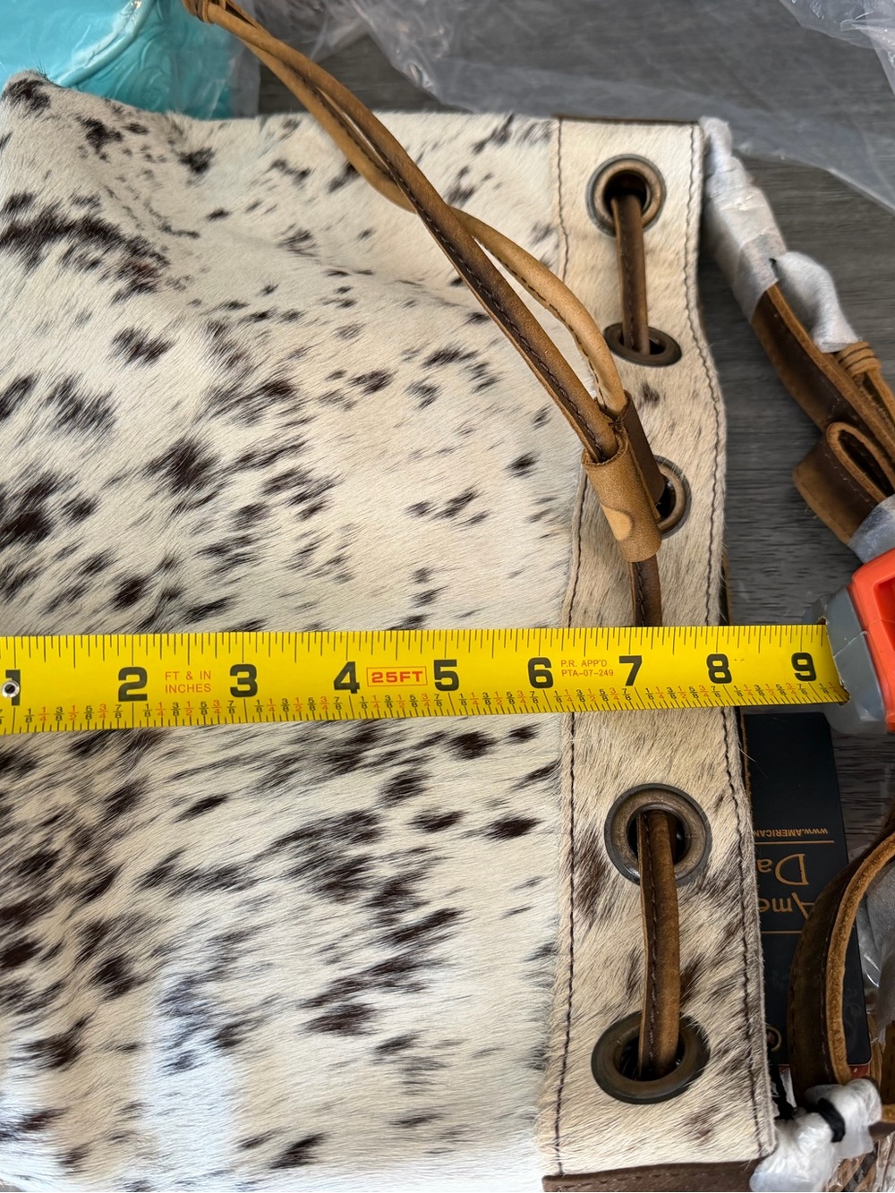 American Darling CC White & Brown Speckled Bucket Tote - Picture 4 of 7